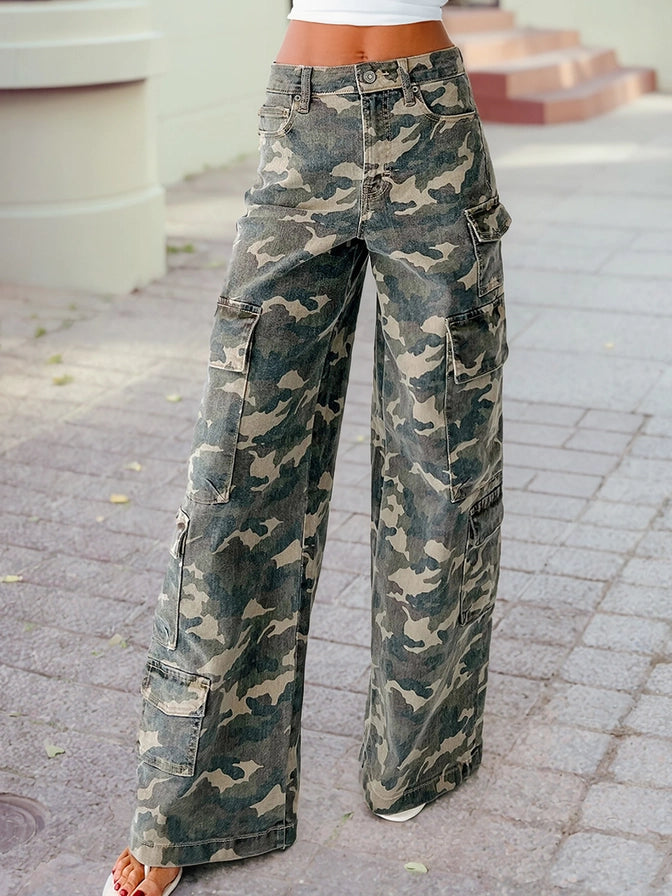 Camo Denim Cargo Pants