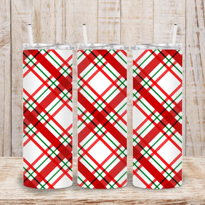 Red Christmas 20oz Plaid Tumbler