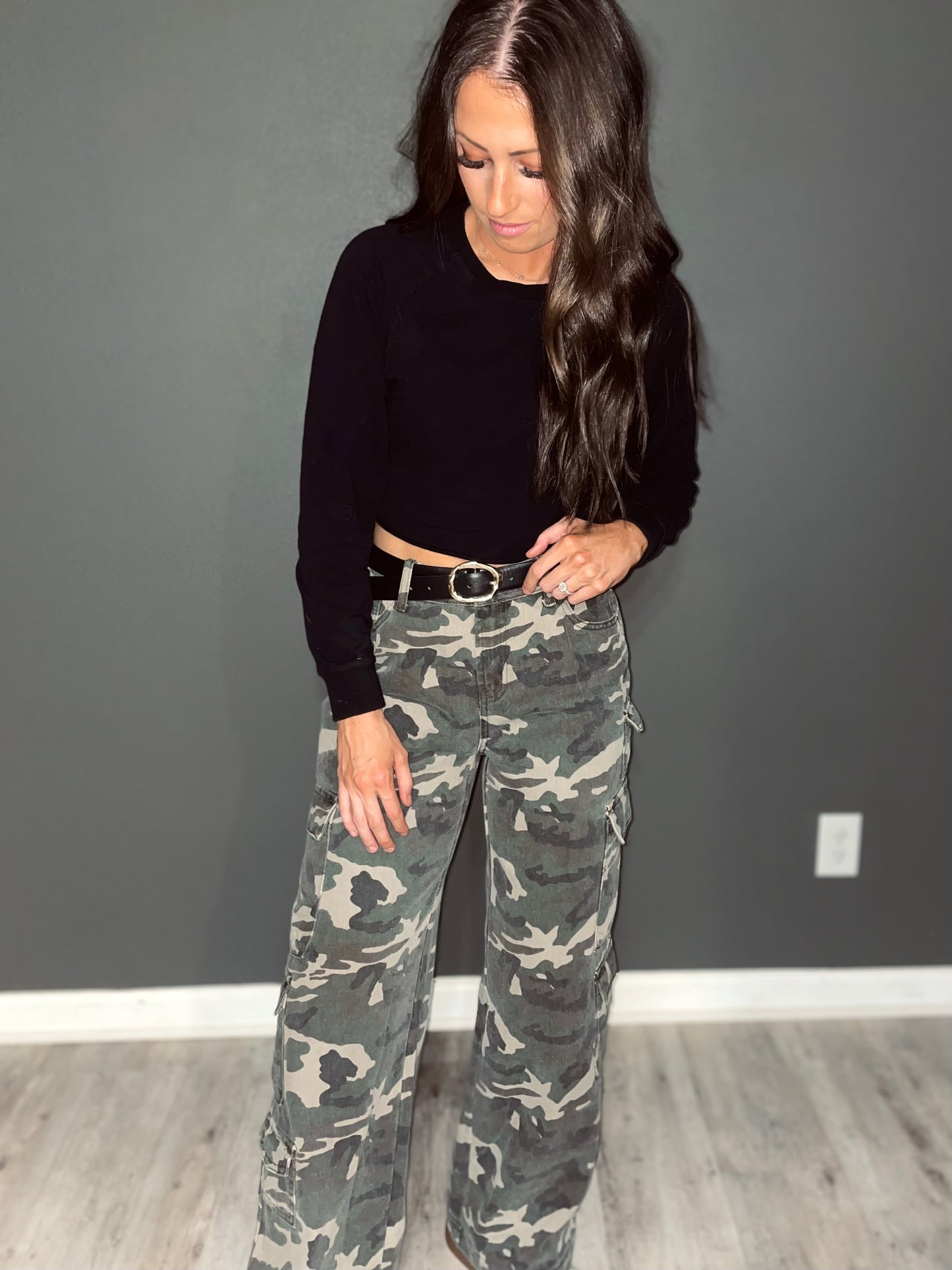 Camo Denim Cargo Pants