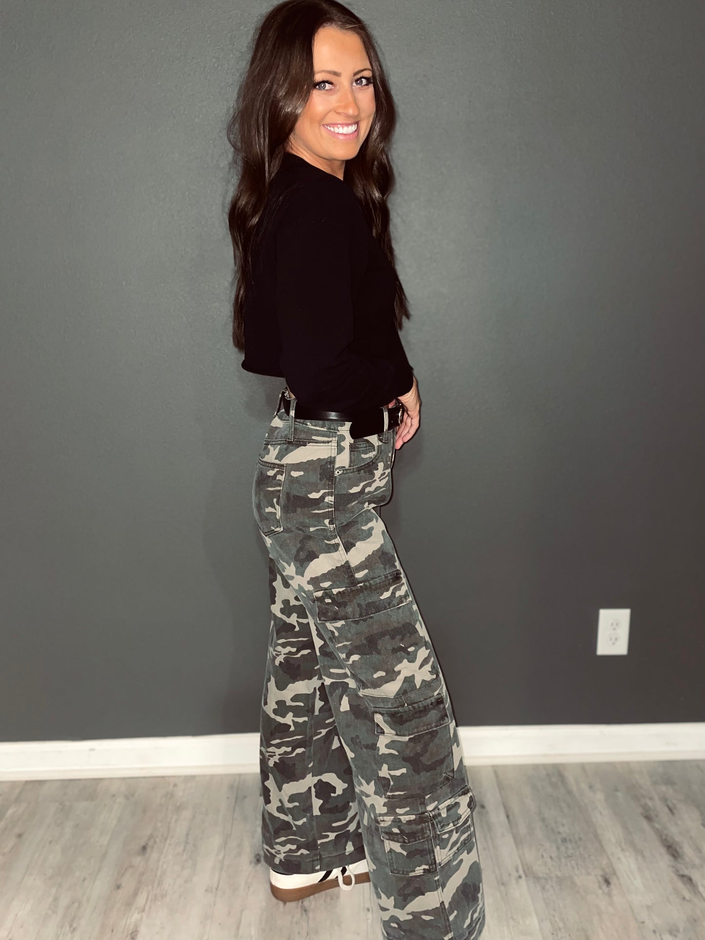 Camo Denim Cargo Pants