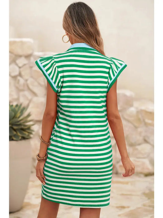 Stripe Print Short Dress