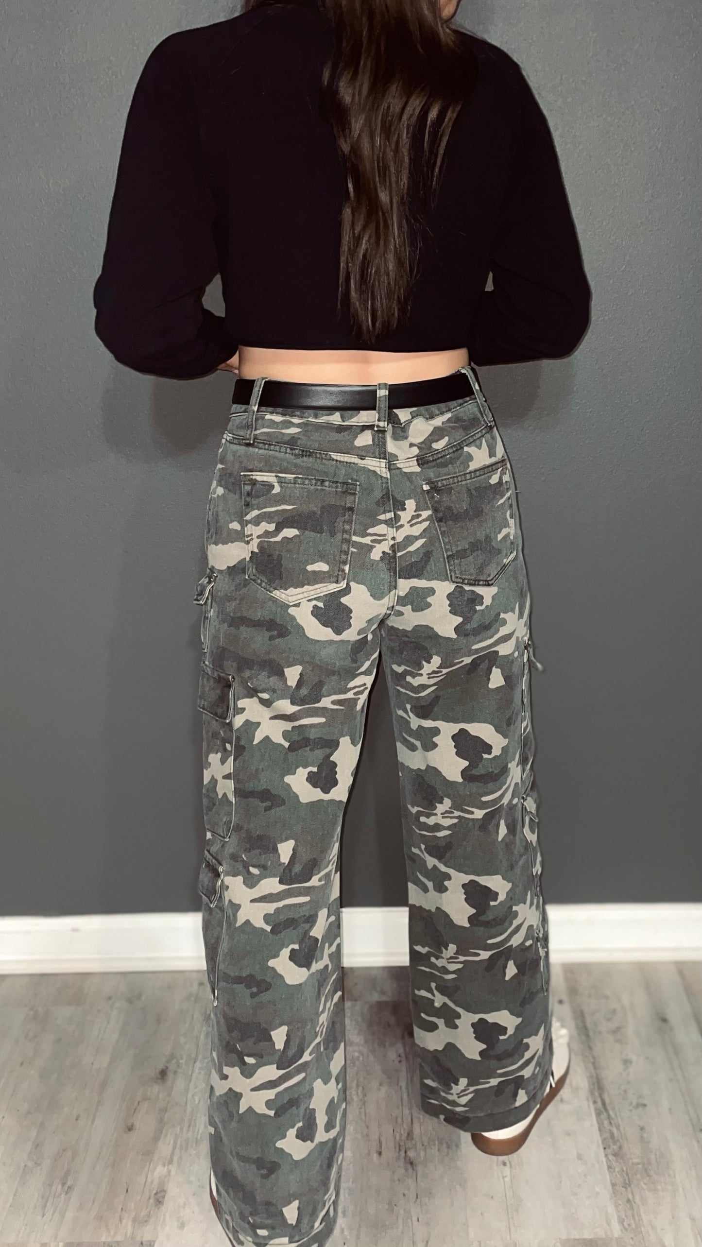 Camo Denim Cargo Pants