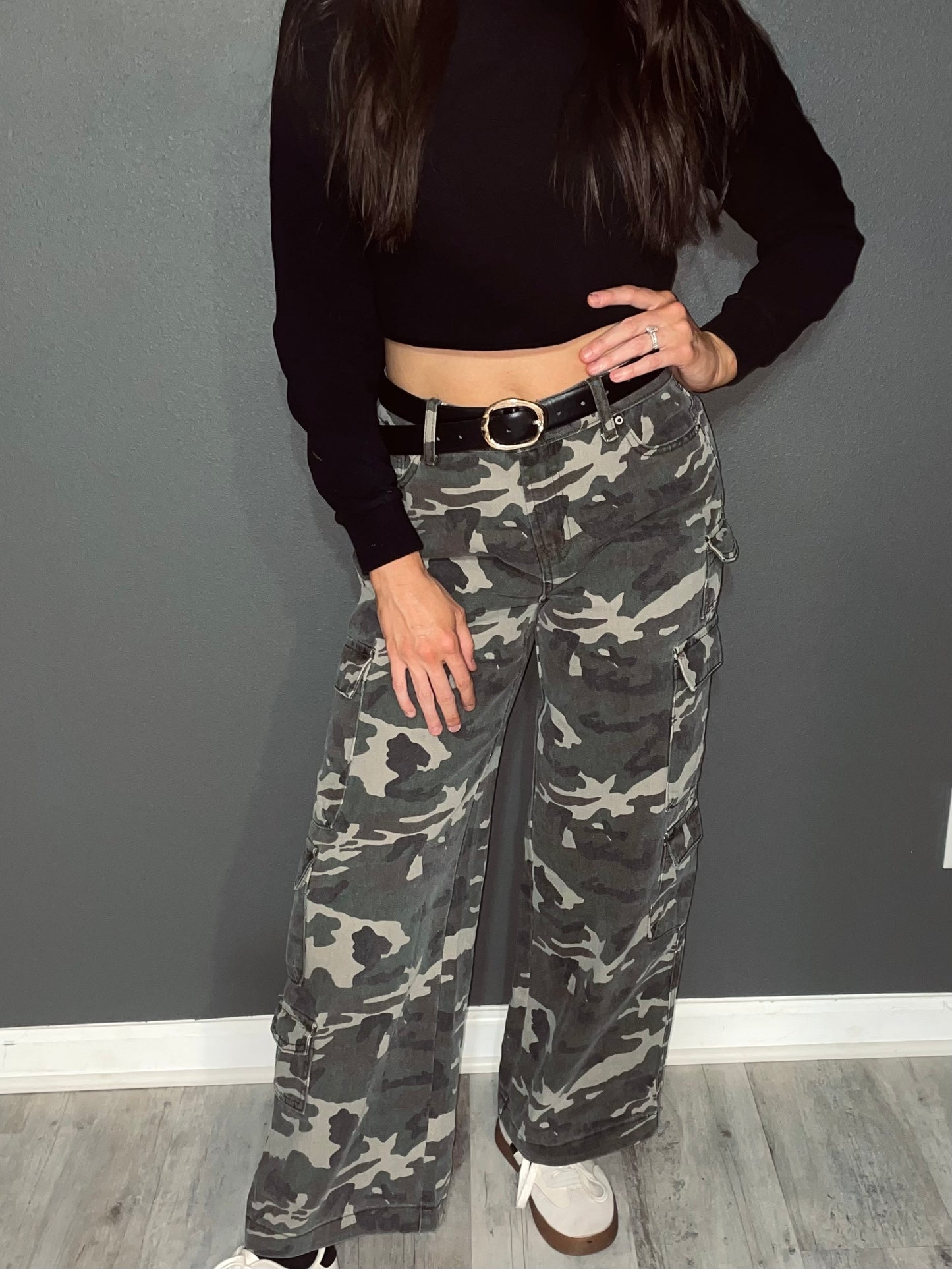 Camo Denim Cargo Pants