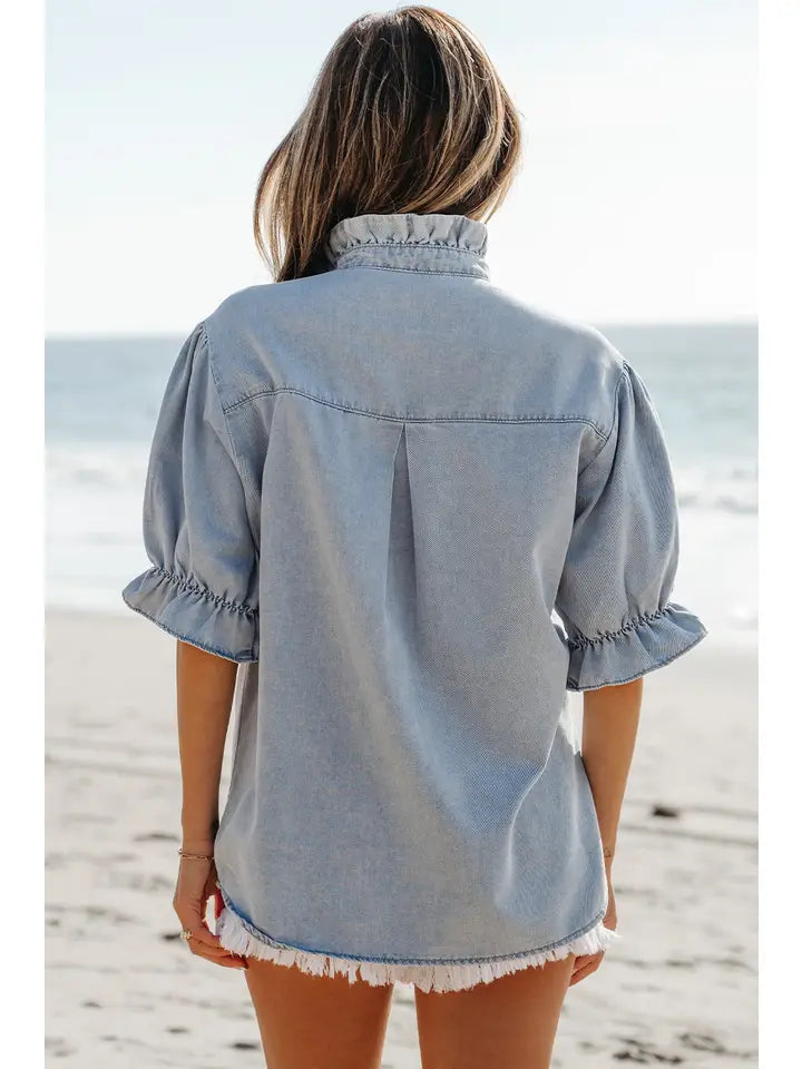 Ruffle Short Sleeve Shirt