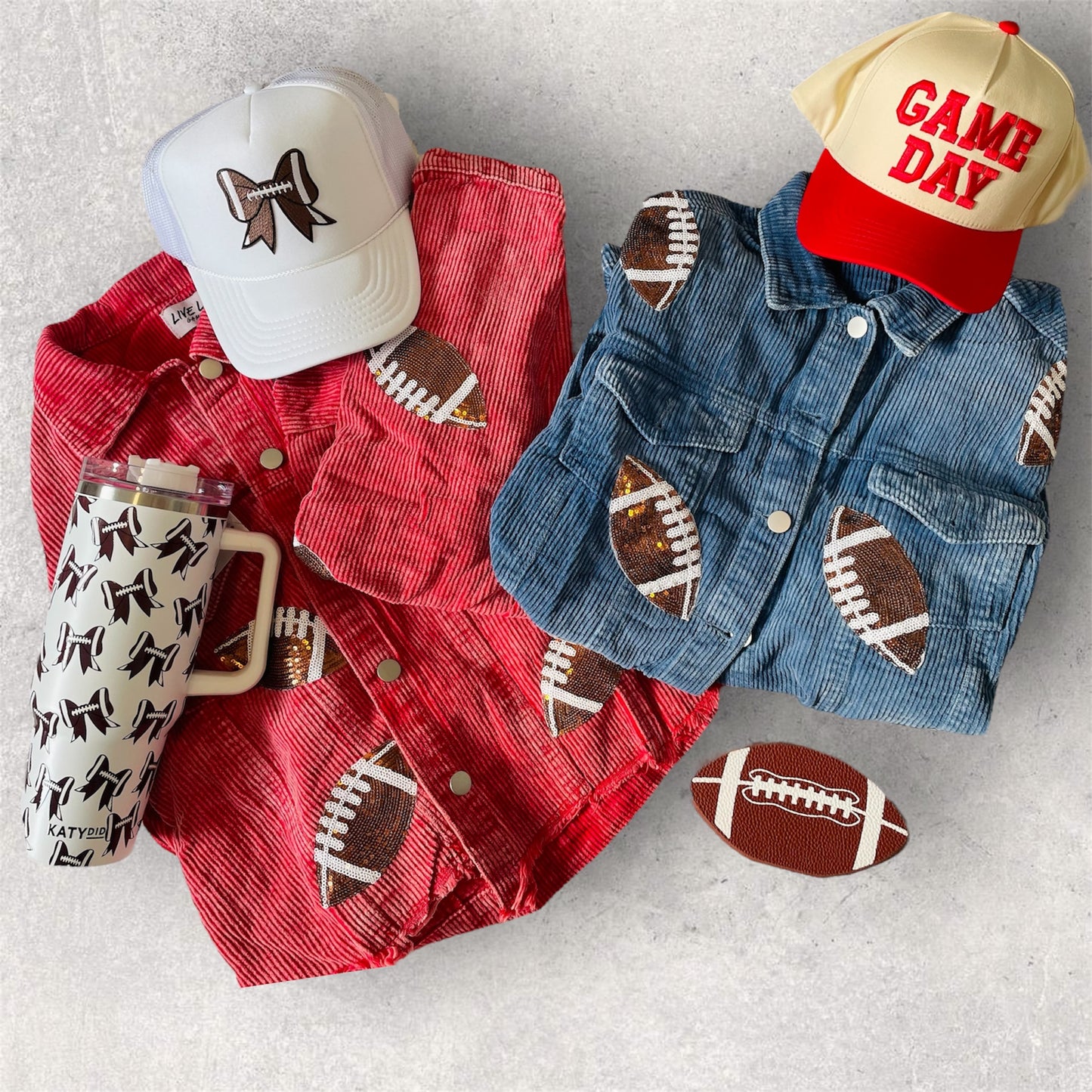 Red Corduroy Sequin Football Jacket