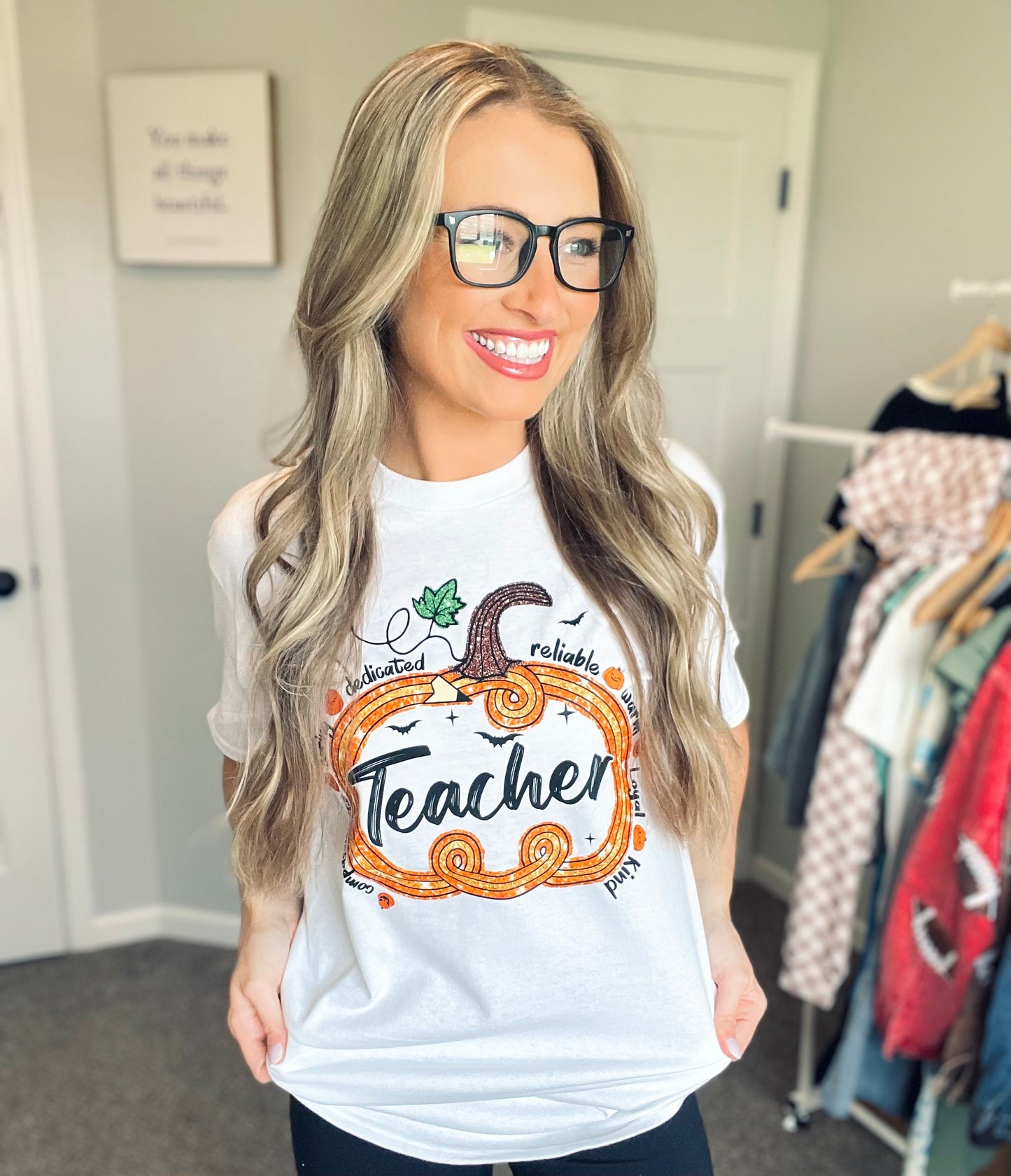 Teacher Pencil Pumpkin Graphic Tee