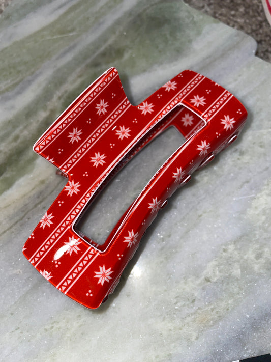 Red Christmas Claw Clip