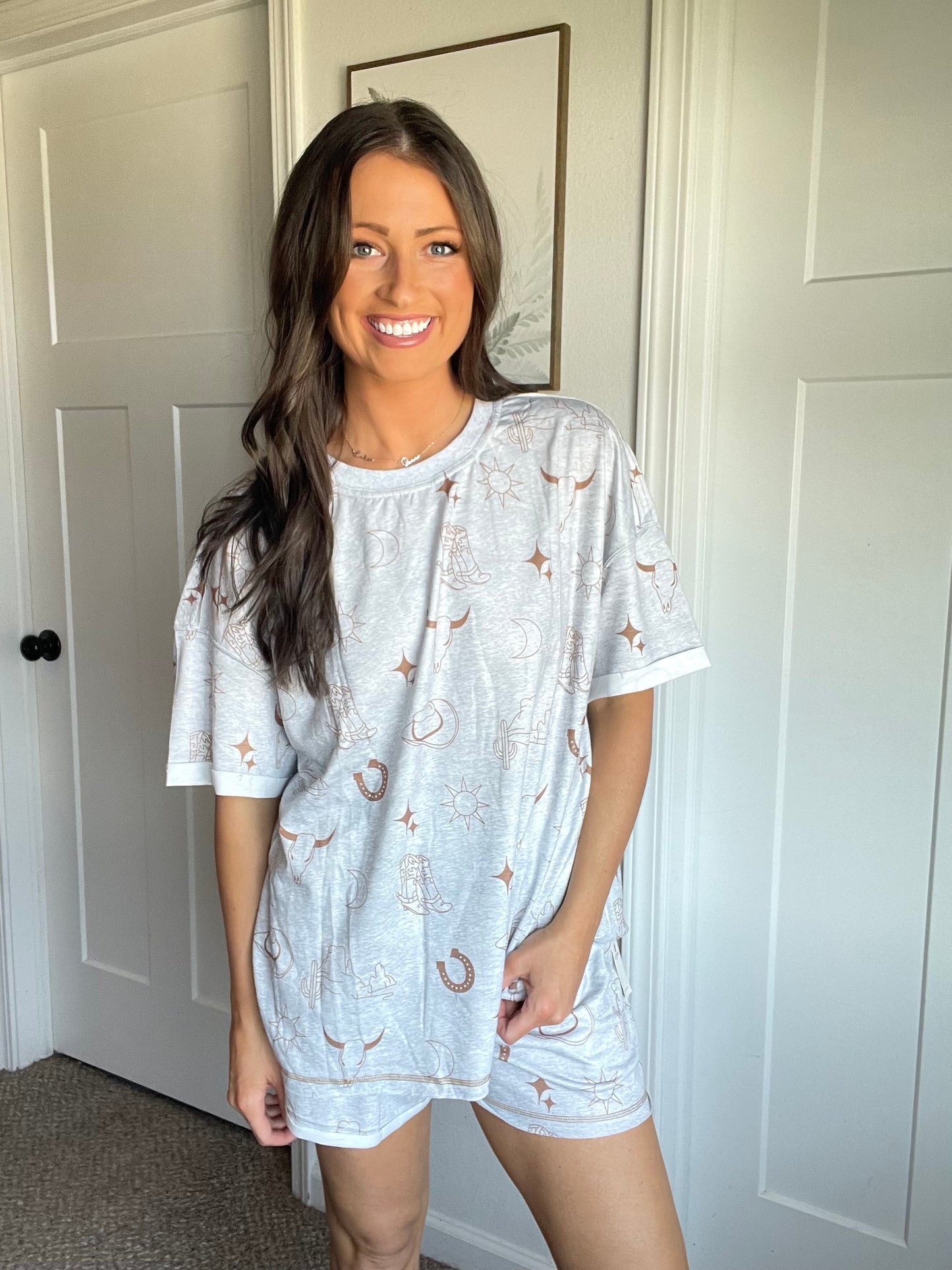 Western Style Tee Shirt and Shorts Set