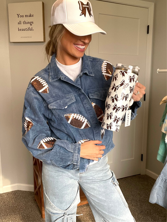 40oz Stainless Steel Football Tumbler