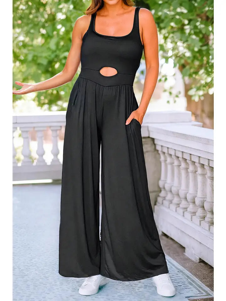 Wide Leg Sleeveless Jumpsuit