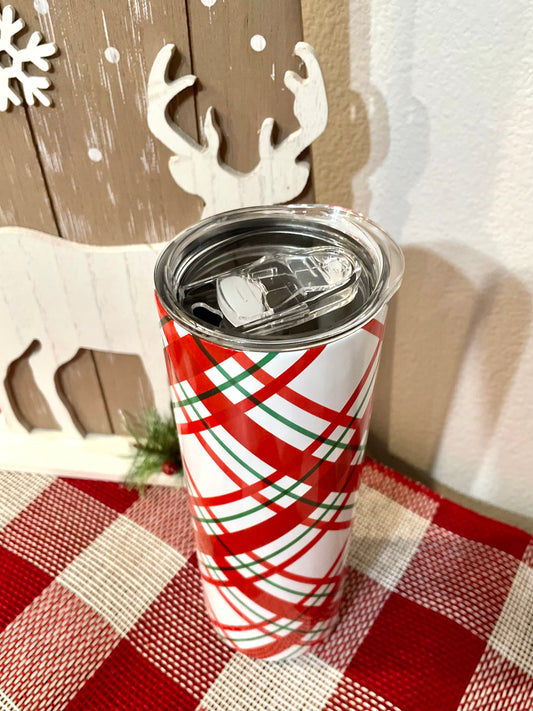 Red Christmas 20oz Plaid Tumbler
