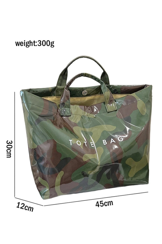 Camouflage Glossy Pu Leather Tote Bag