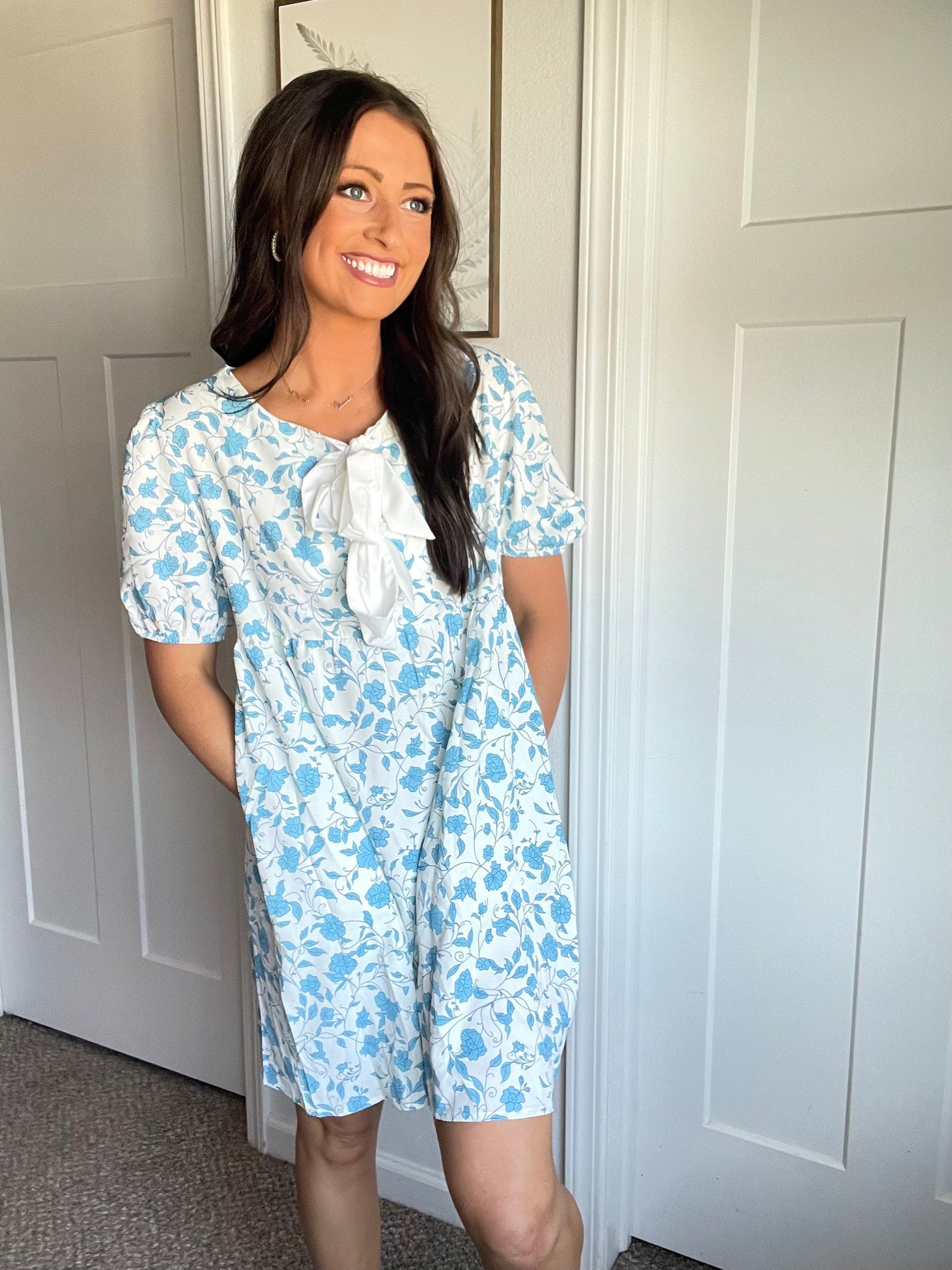 Bow Knot Bubble Sleeve Dress