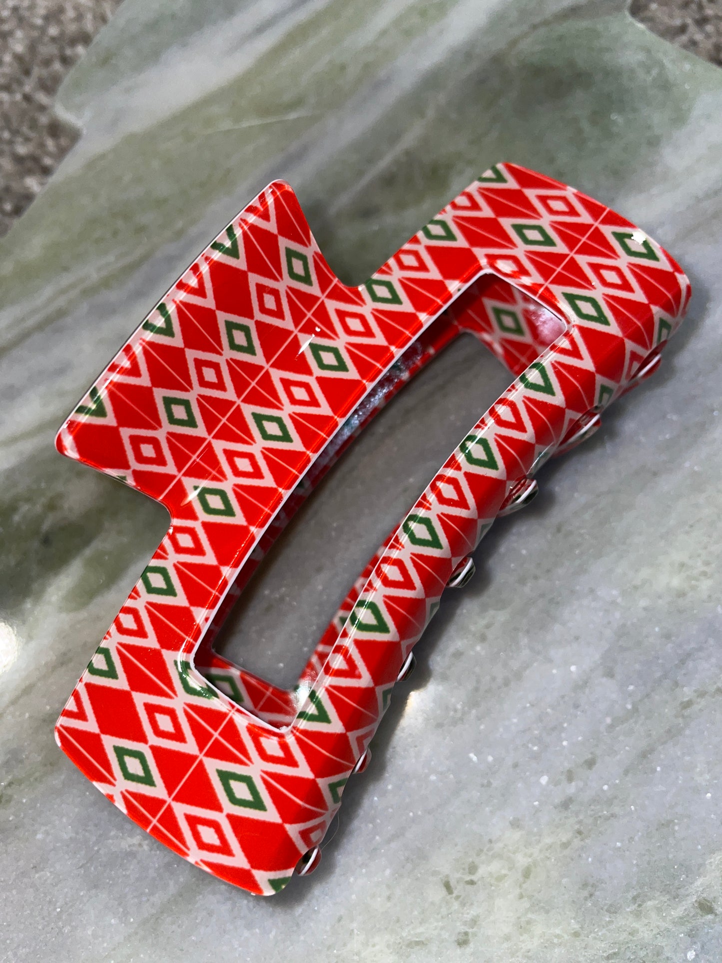 Red & Green Christmas Claw Clip