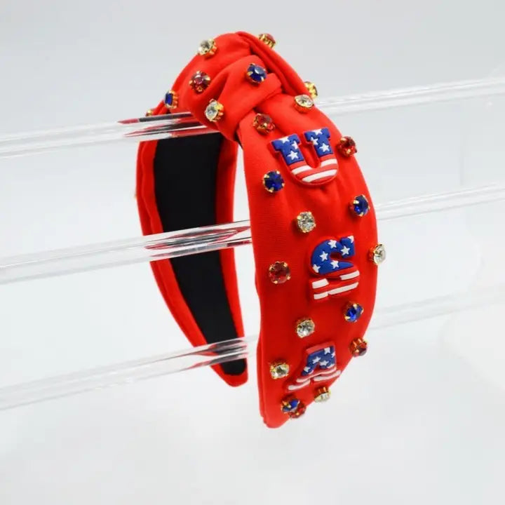 Red USA Rhinestone Headband