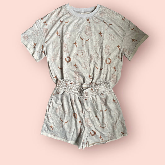 Western Style Tee Shirt and Shorts Set