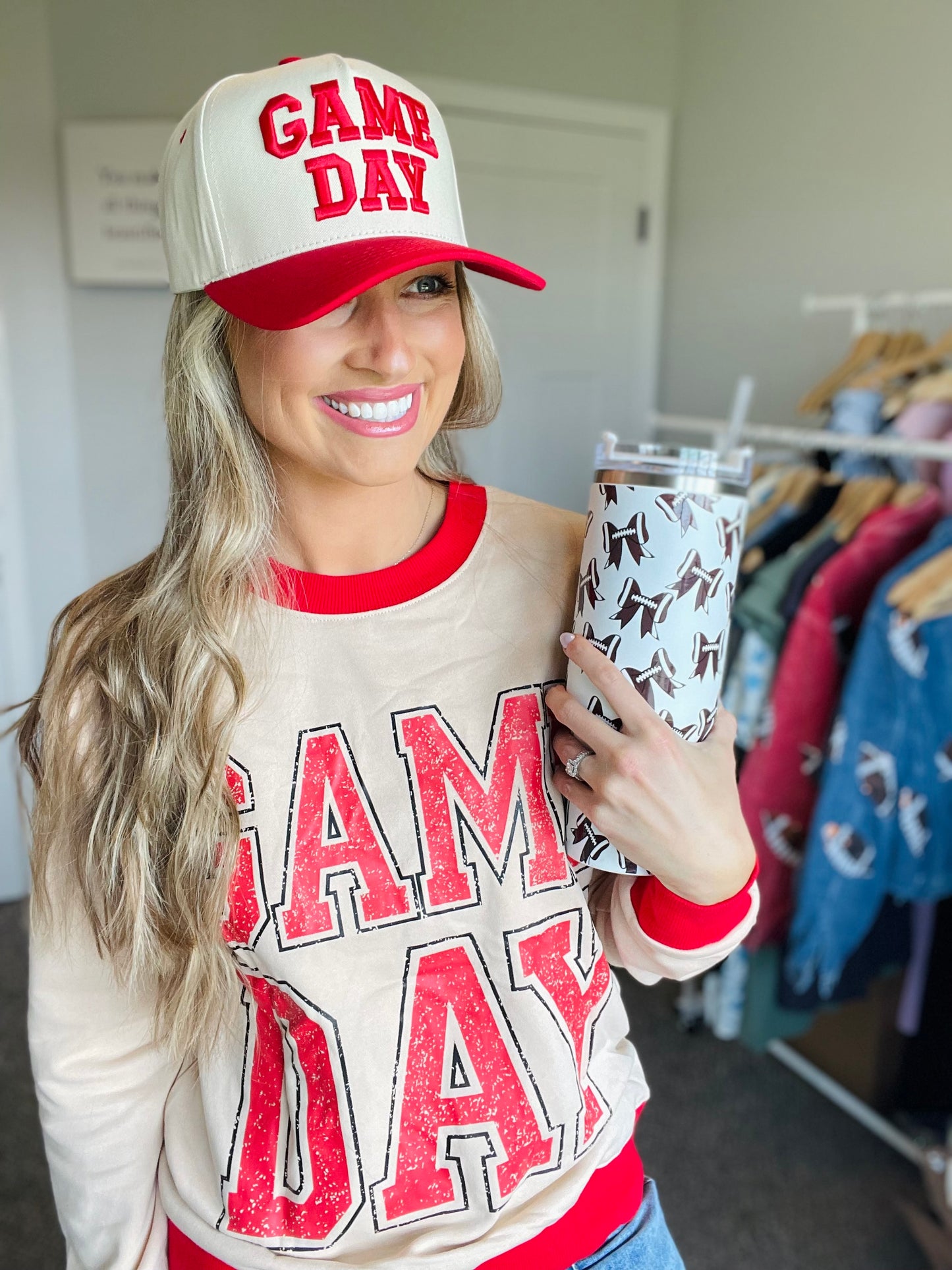 40oz Stainless Steel Football Tumbler