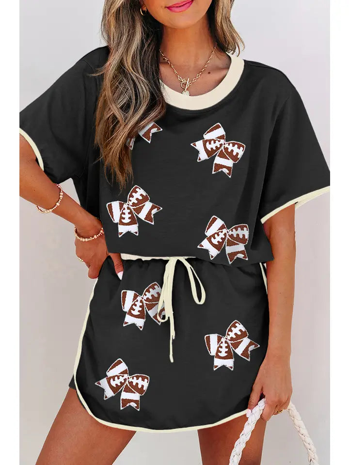 Sequin Football Tee and Skorts Set