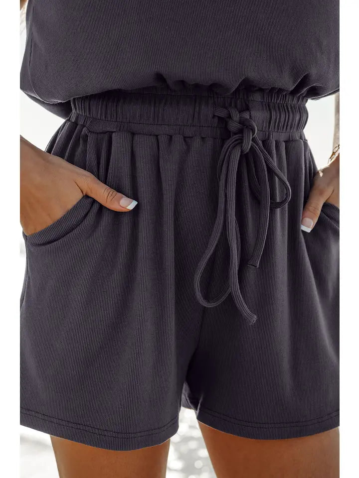 Knit Drawstring Romper