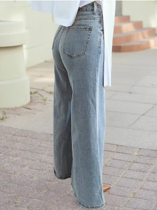 High Waist Button Zip Fly Bell Bottoms