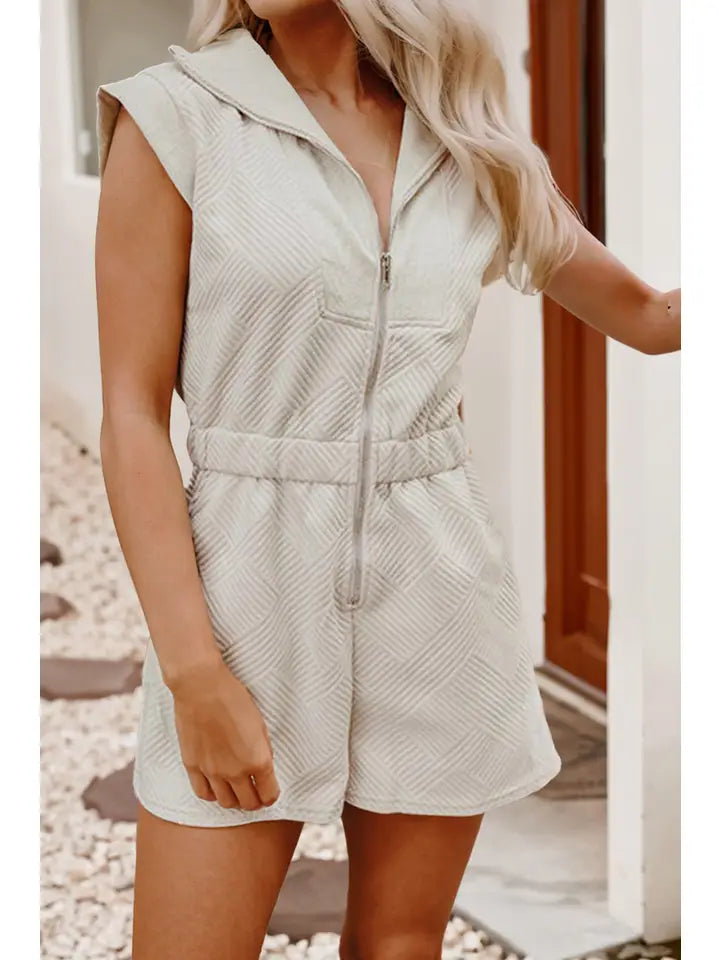 Front Zipped Casual Romper