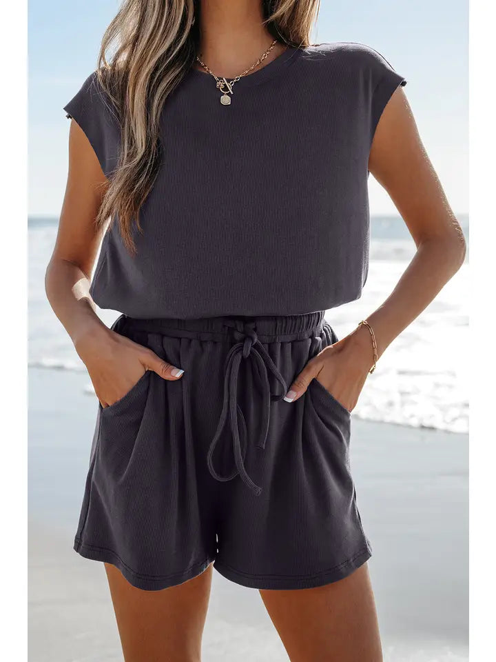 Knit Drawstring Romper