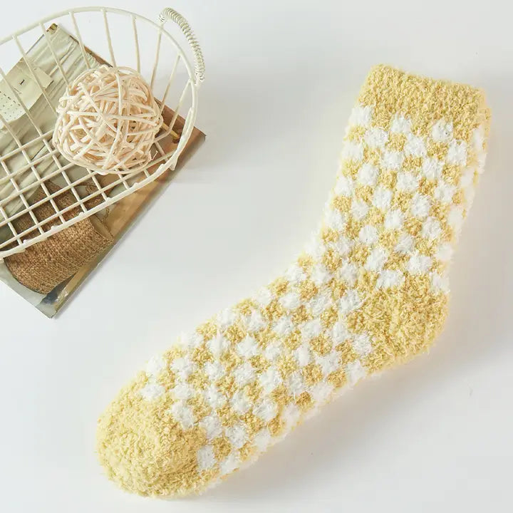 Checkered Pattern Fuzzy Socks