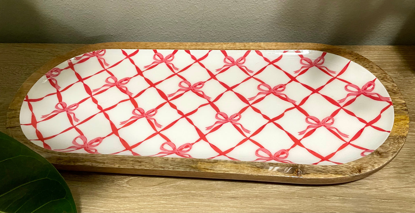 Red & White Bow Serving Tray