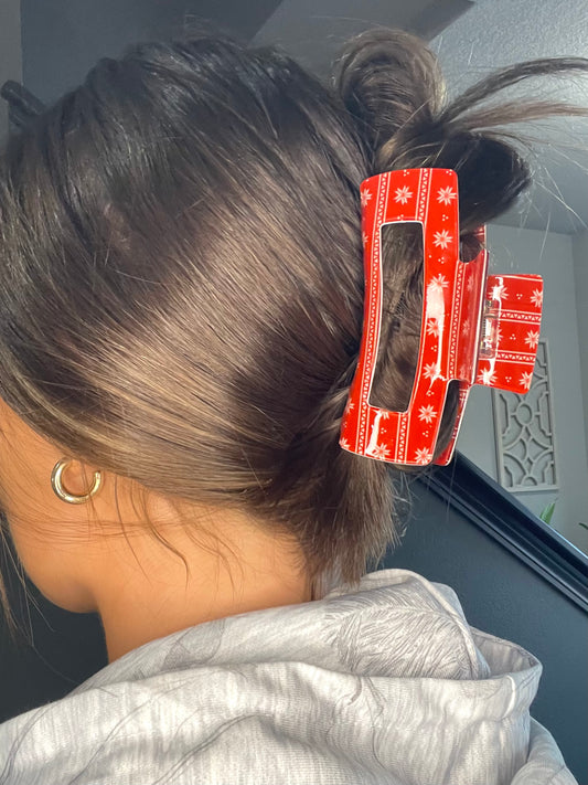 Red Christmas Claw Clip