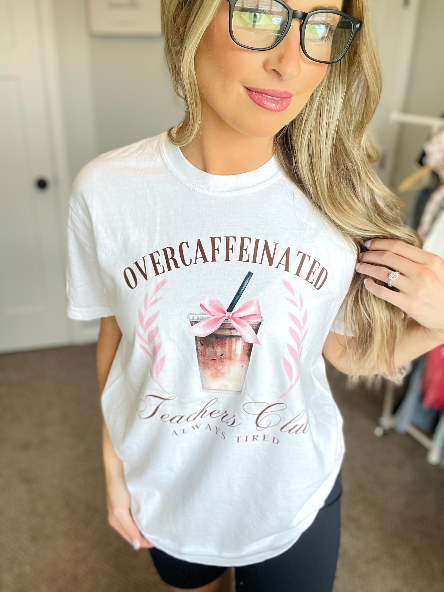 Overcaffeinated Teachers Club Graphic Tee
