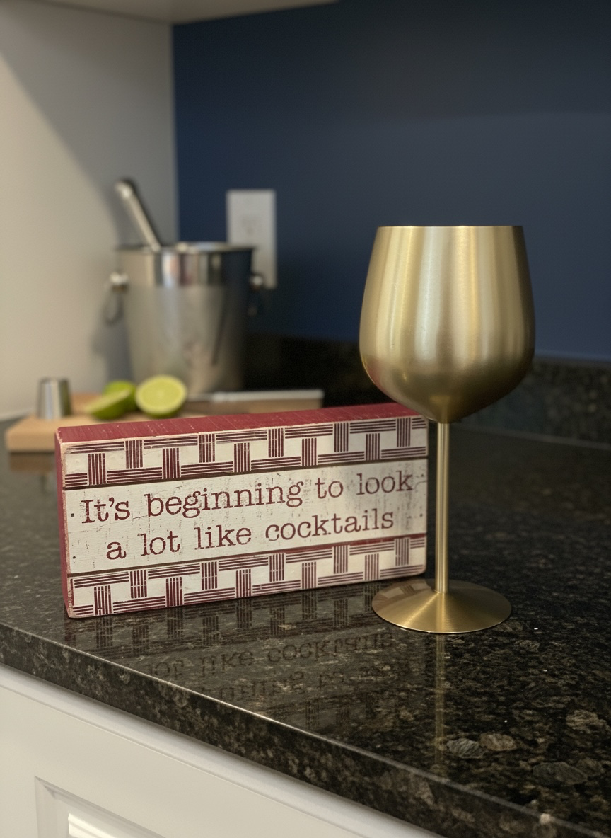 Single Gold Stainless Steel Wine/ Cocktail Glass