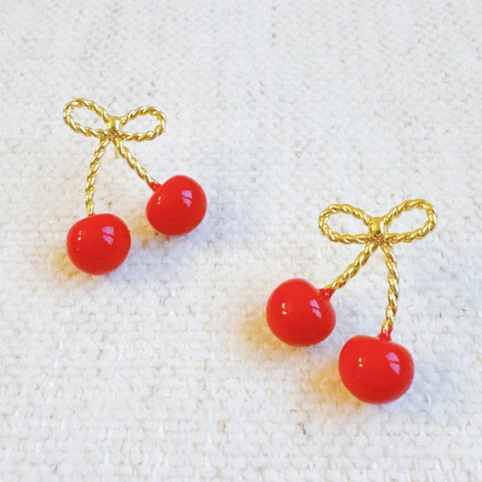 Cherry Bow Earrings