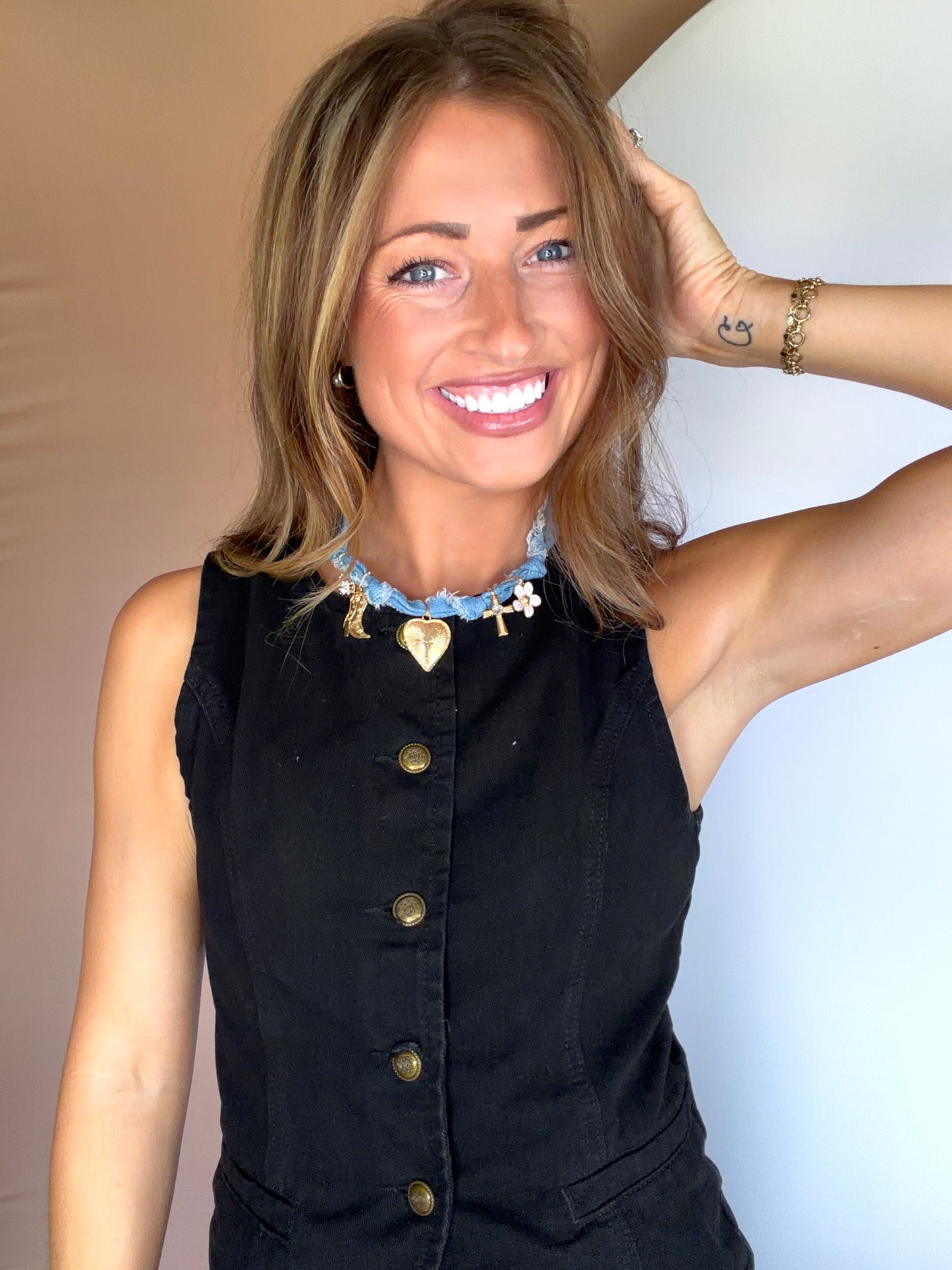 Western Denim Charm Necklace