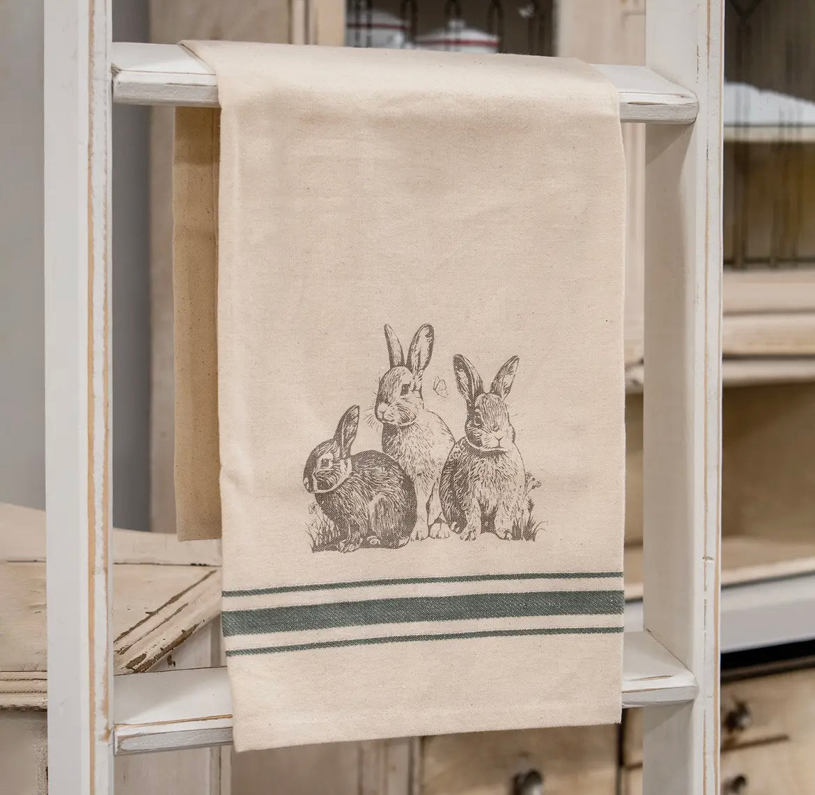 Bunny Striped Dish Towel