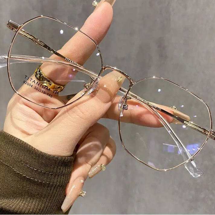 Rose Gold Square Frame Casual Glasses