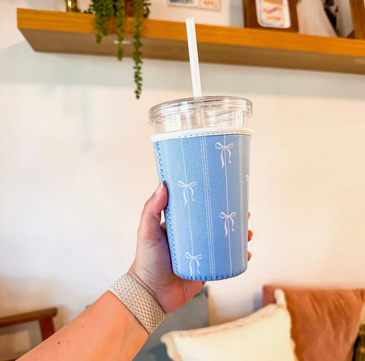 Blue Bow Iced Coffee Sleeve