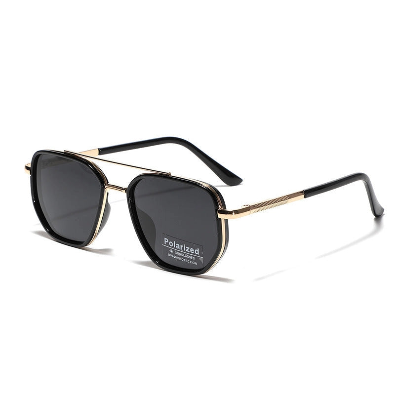 Black + Gold Polarized Square Sunglasses
