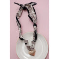 Black & White Heart Charm Scarf Necklace