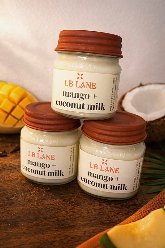 Mango-Coconut Milk 8oz Soy Wax  Non-toxic Wood Wick Candle
