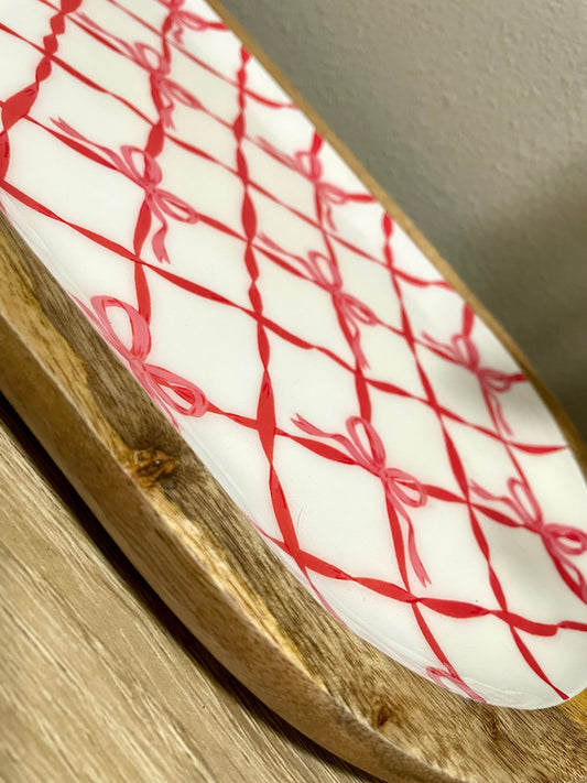 Red & White Bow Serving Tray