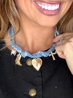 Western Denim Charm Necklace