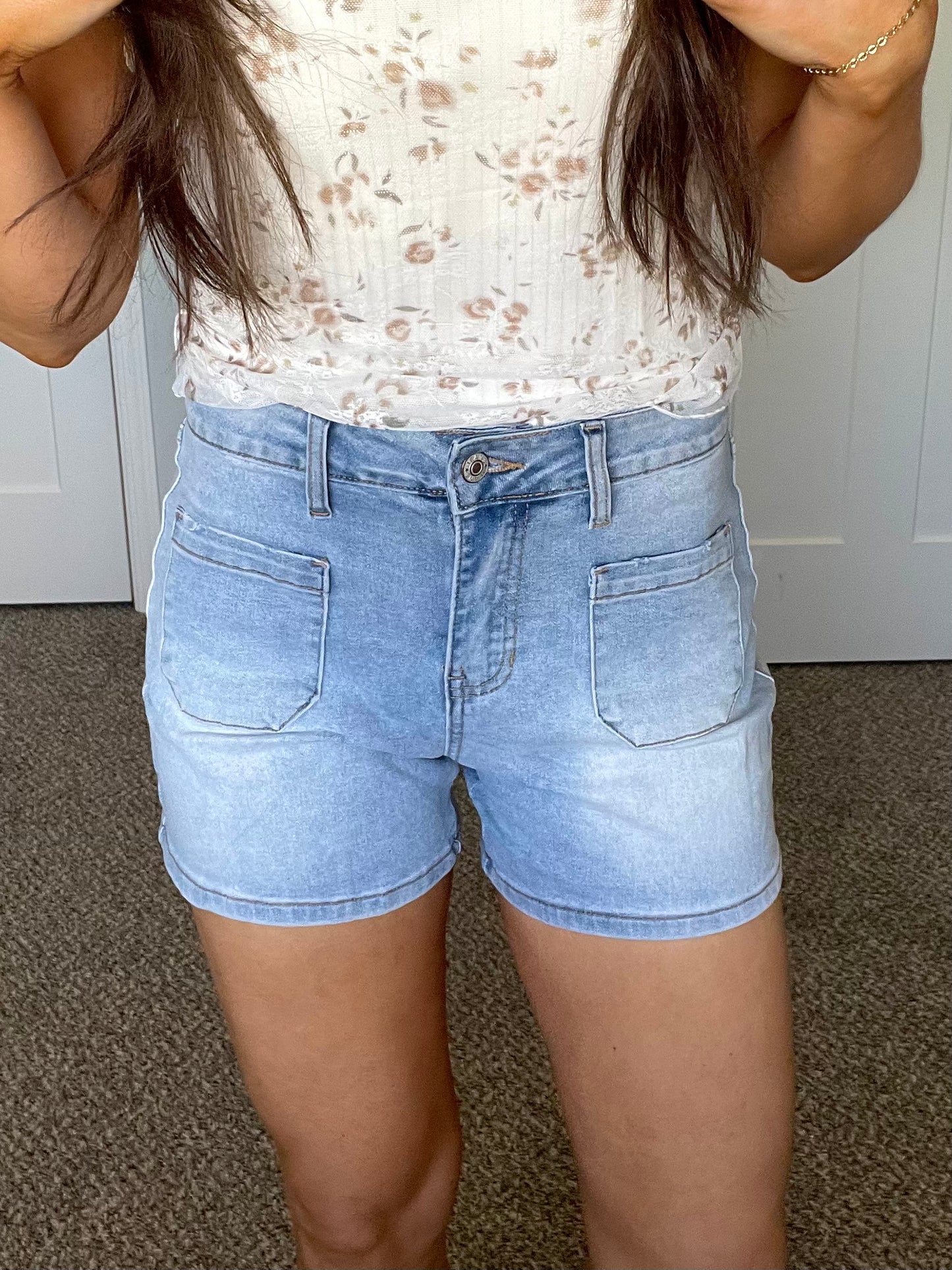 High Rise Denim Shorts
