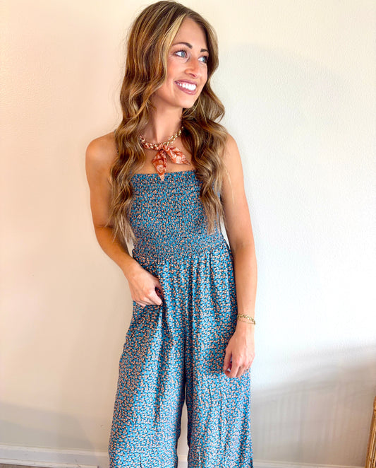 Boho Floral Print Jumpsuit
