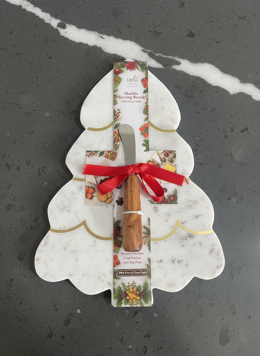 Marble and Gold Christmas Tree Cheese Board
