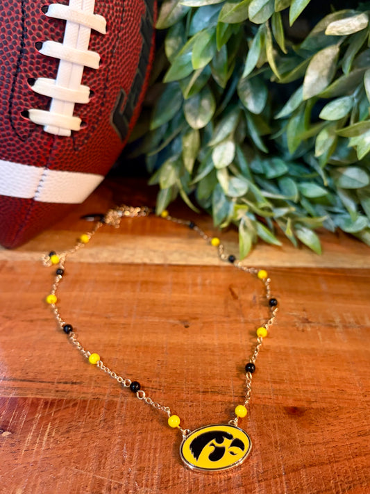 IOWA Hawkeyes Logo Beaded Necklace