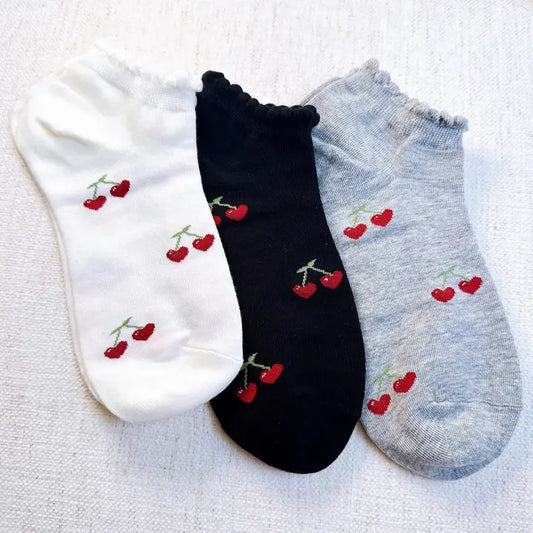 Cherry Heart Socks- set of 3