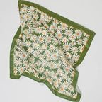 Silky Flower Green Bandana Scarf