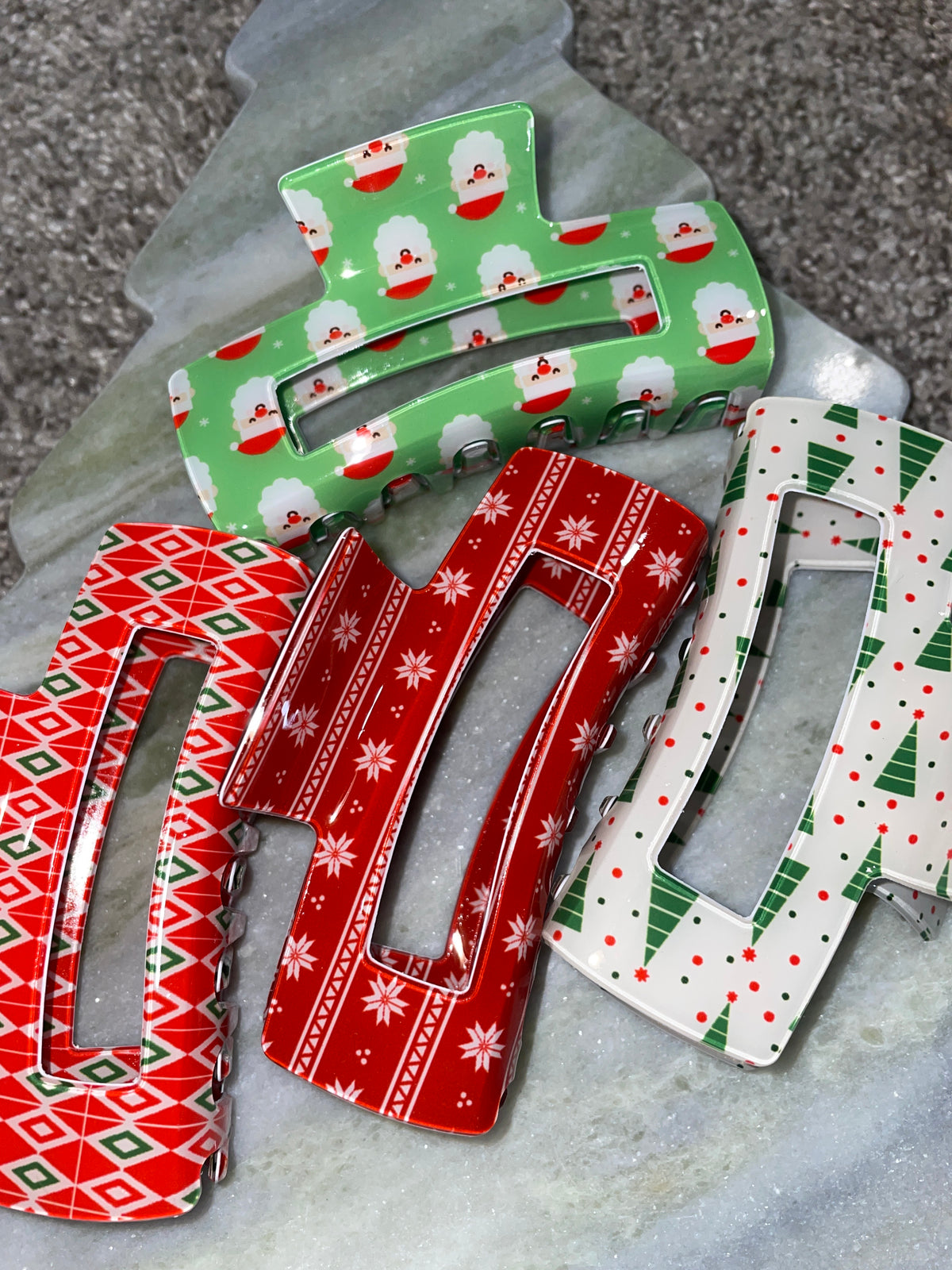 Red & Green Christmas Claw Clip
