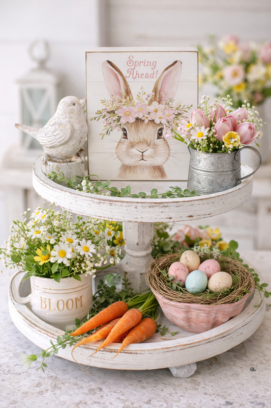 Spring Forward Bunny Wood Block Sign