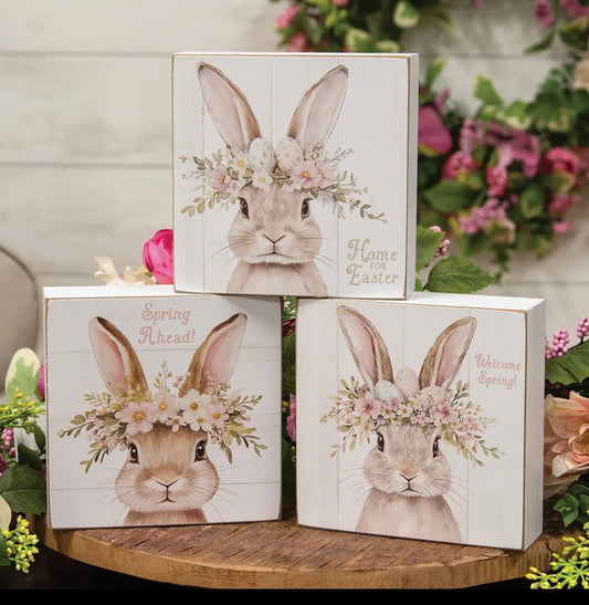 Home For Easter Bunny Wood Block Sign